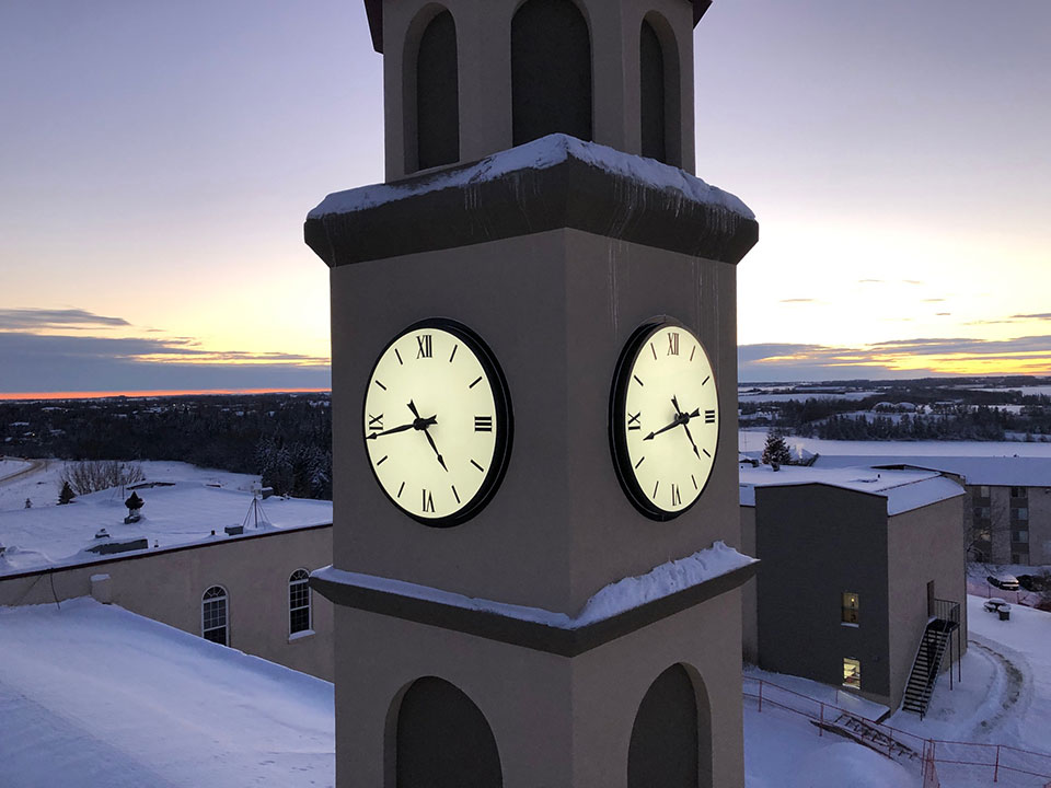 Making Tower Clock Canister clocks for towers with backlighting in style & design - Americlock